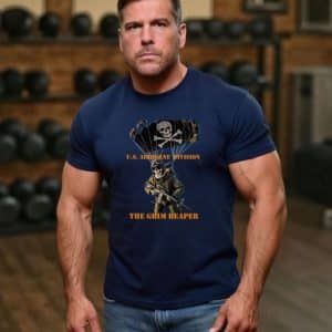 U.S. AIRBORNE DIV T-Shirt 'GRIM REAPER’ 6.1 oz. 100% Cotton T-Shirt